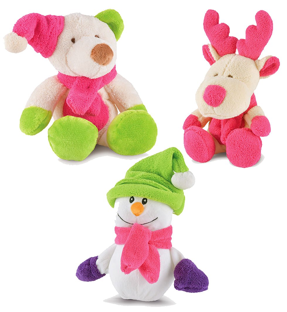 Jeffers Plush Bright Winter Pals Squeaker Dog Toys, 3 pk