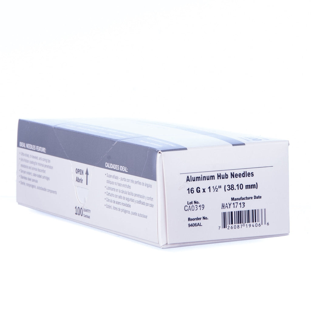 Jeffers Aluminum Hub Needles, Box of 100