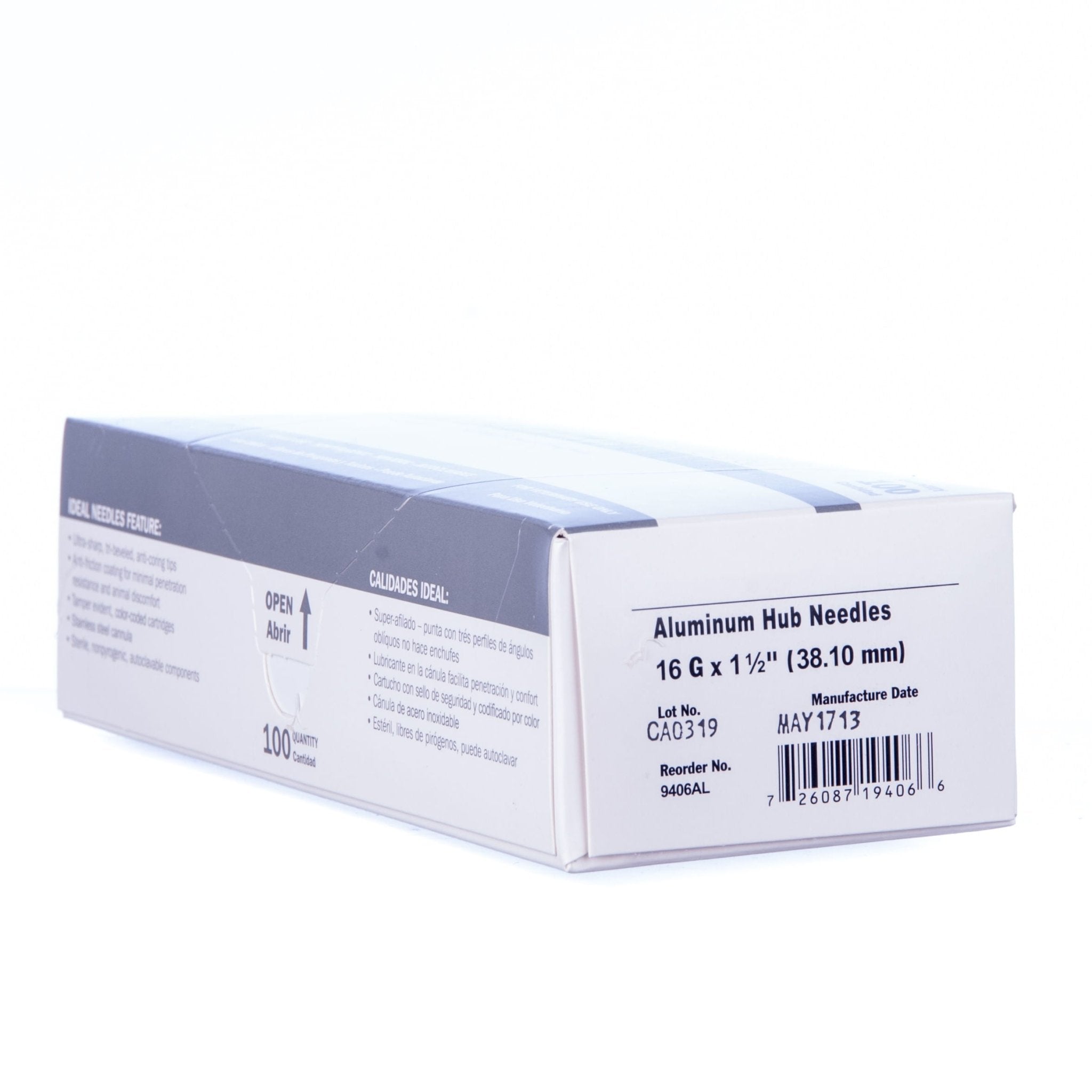 Jeffers Aluminum Hub Needles, Box of 100