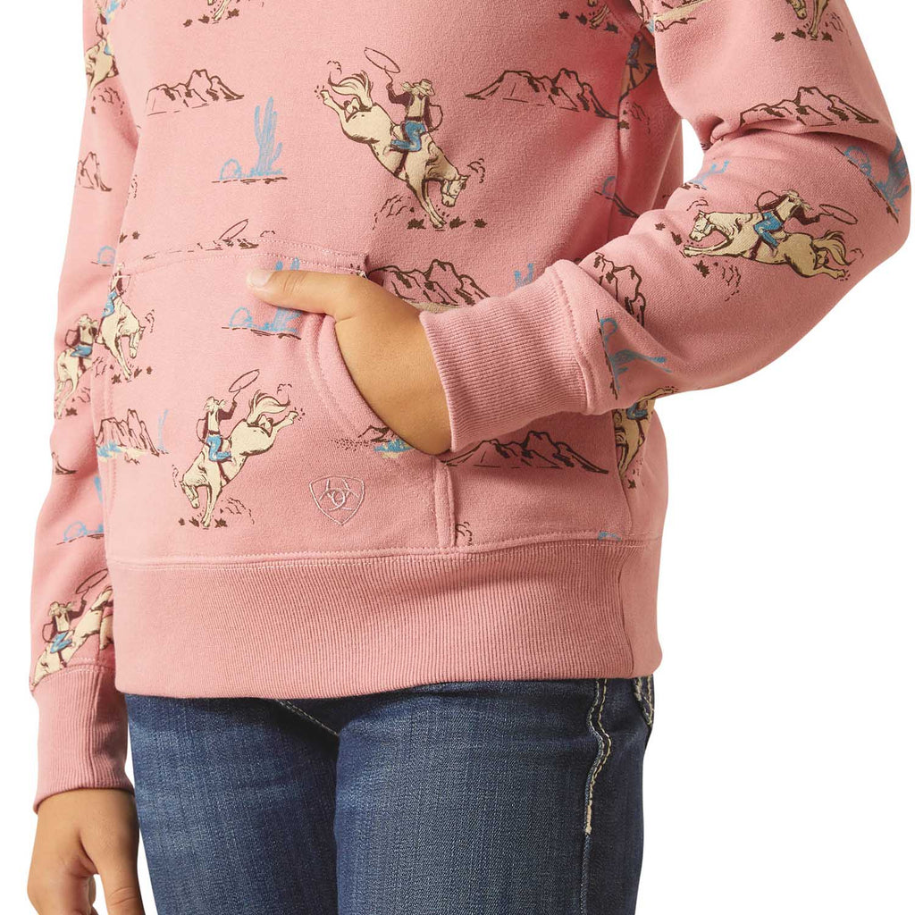 Ariat Girls Bronc Scene 1/4 Zip Sweatshirt