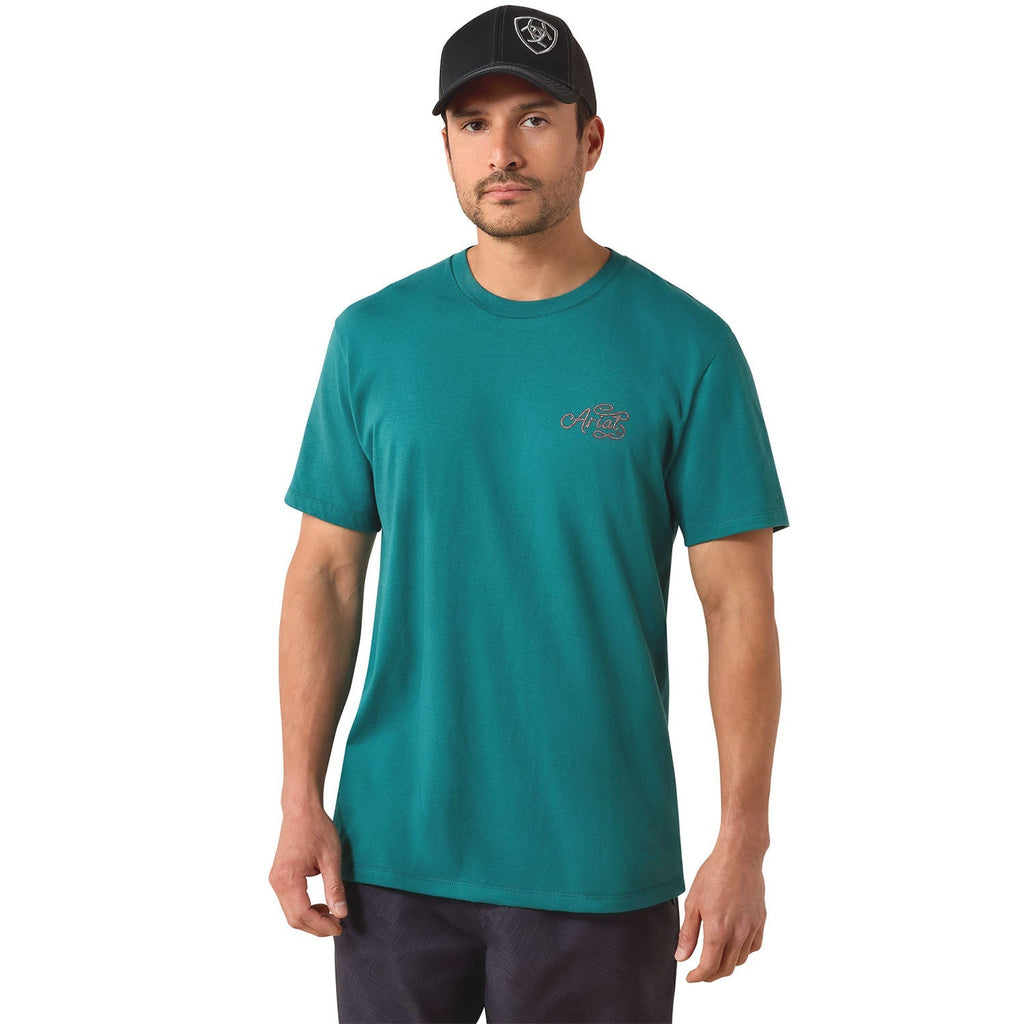 Ariat Mens Short Sleeve Shirt, Cattle Skull Freedom Western Graphic Tee