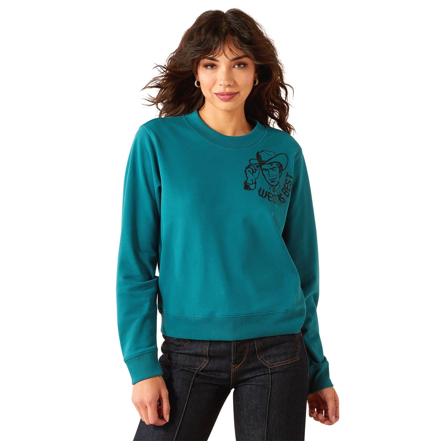 Ariat Women's Essential Sendero "West is Best" Graphic Sweatshirt – Cozy Western Fleece Crewneck