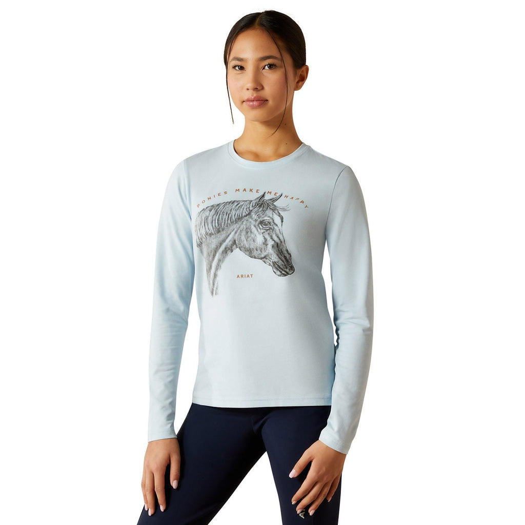 Ariat Youth Happy Long Sleeve Shirt – Organic Cotton Kids Equestrian Tee for Horse Lovers