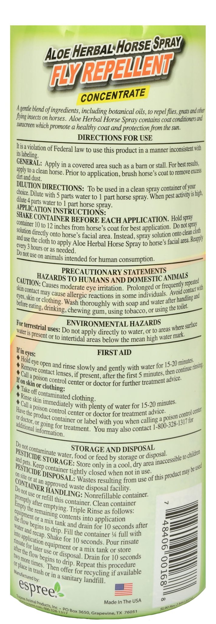 Espree Aloe Herbal Fly Spray for Horses