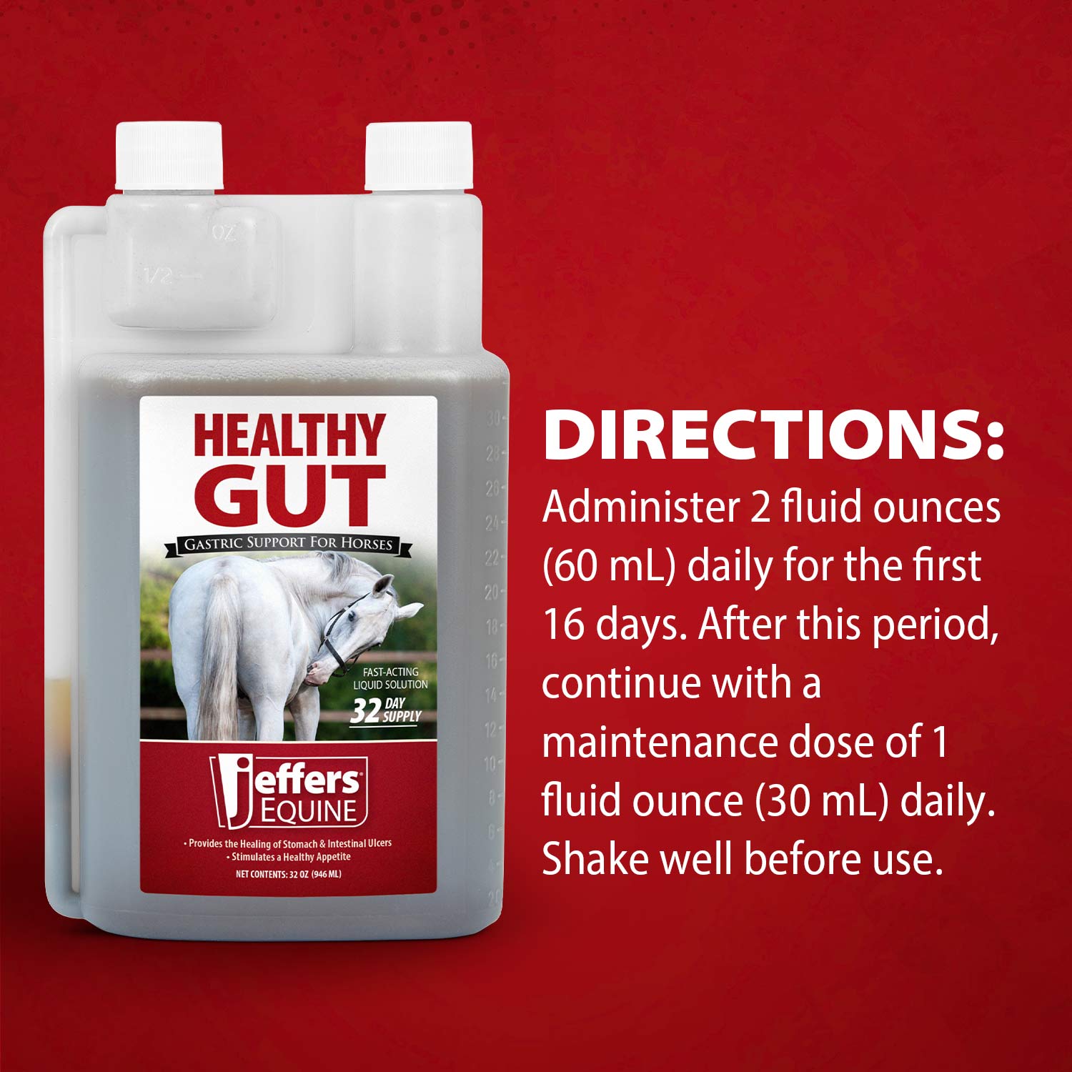 Jeffers Healthy Gut Gastric Support Liquid Supplement for Horses