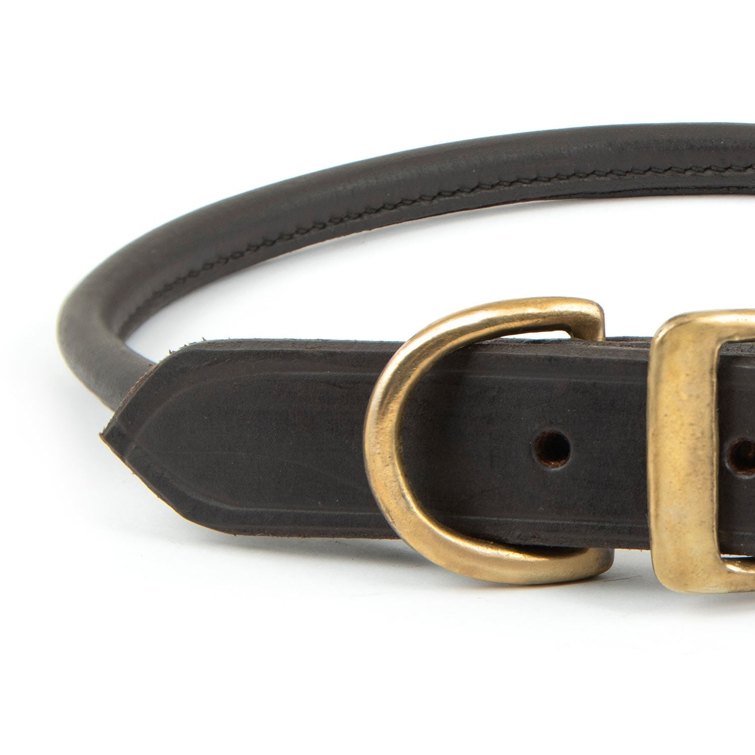 Jeffers Rolled Leather Dog Collars with Brass Hardware