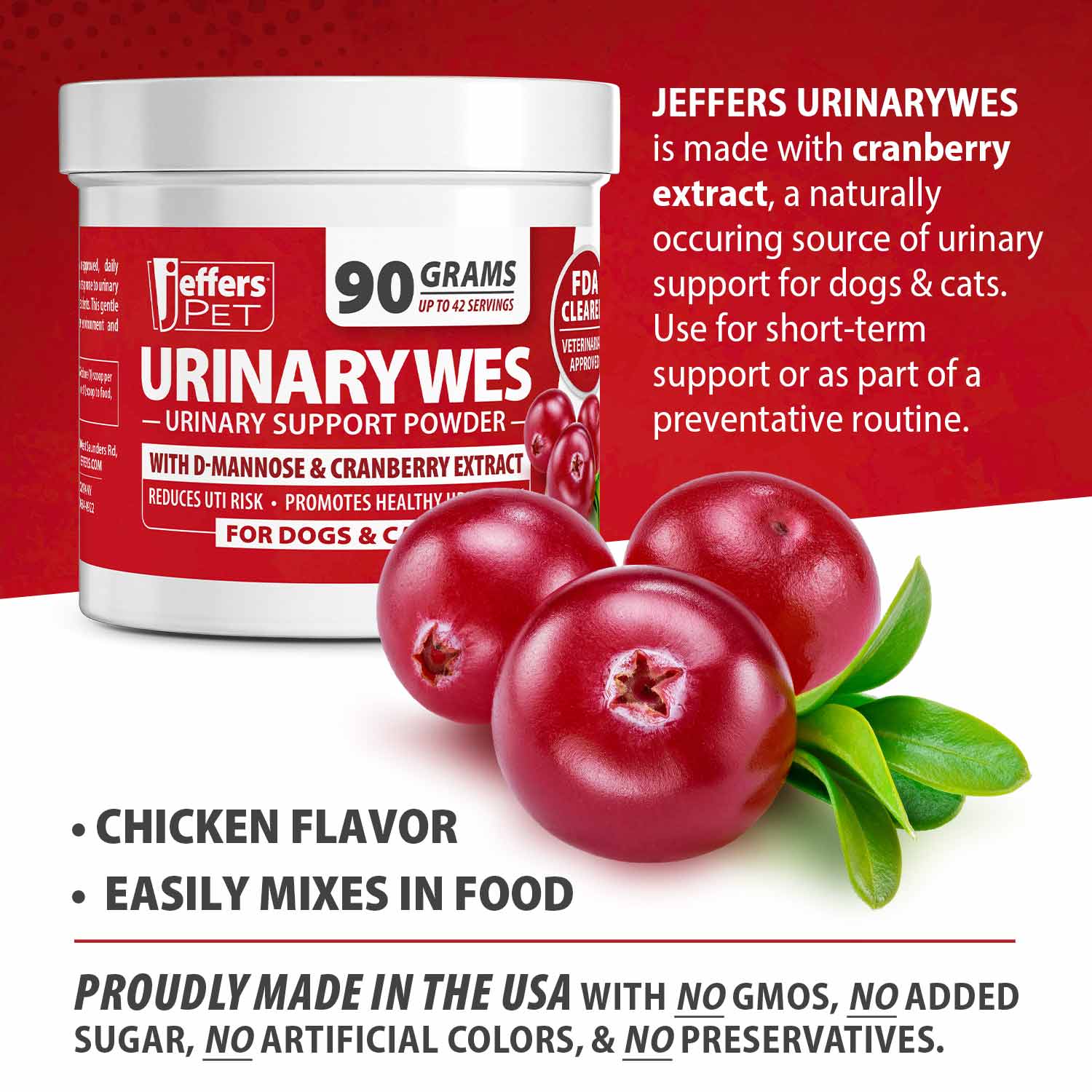 Jeffers UrinaryWes Urinary Support Supplement Powder for Dogs & Cats