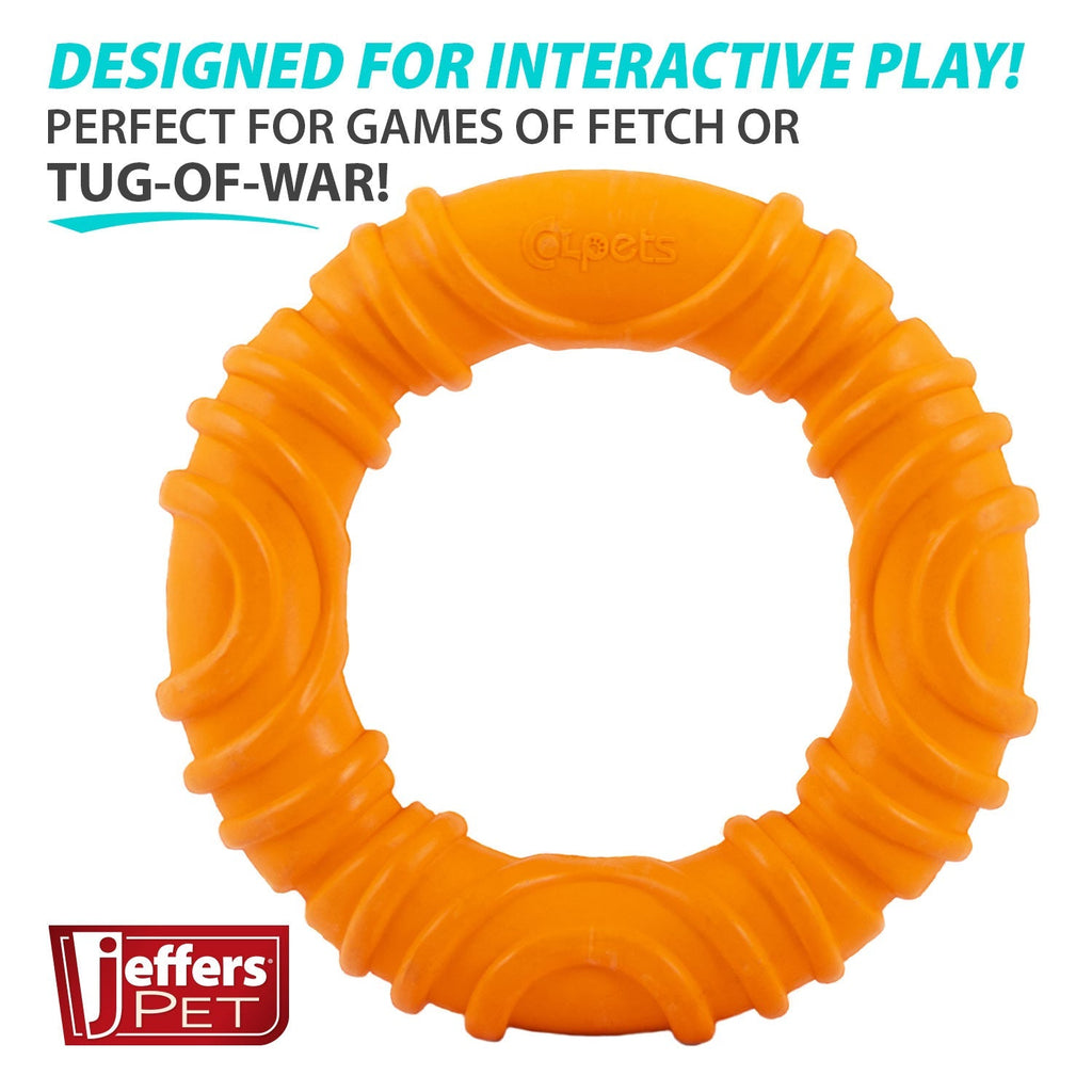 Jeffers Wavy Ring Tugger Natural Rubber Dog Chew Toy for Tug, Fetch & Dental Support
