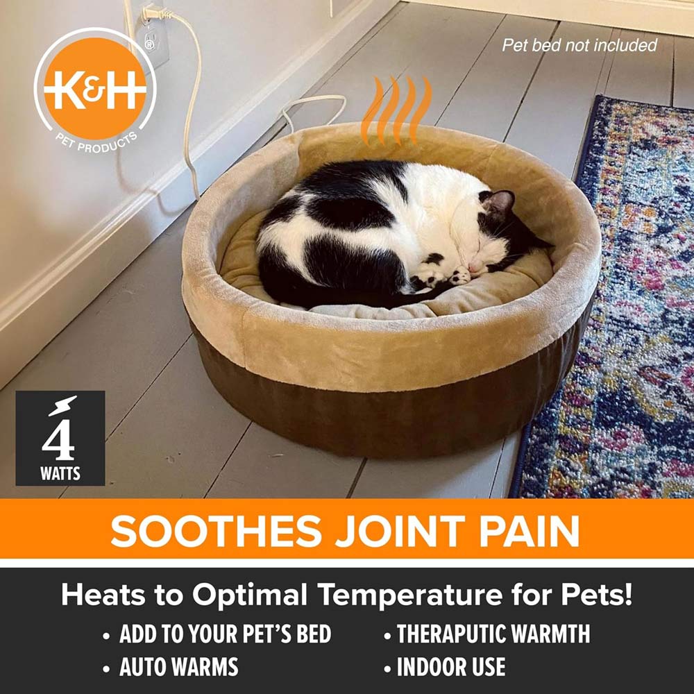 K&H Pet Bed Warmer – Indoor Heated Pad for Cats & Dogs, Thermostatically Controlled, Energy-Efficient, Safe for Arthritis & Comfort