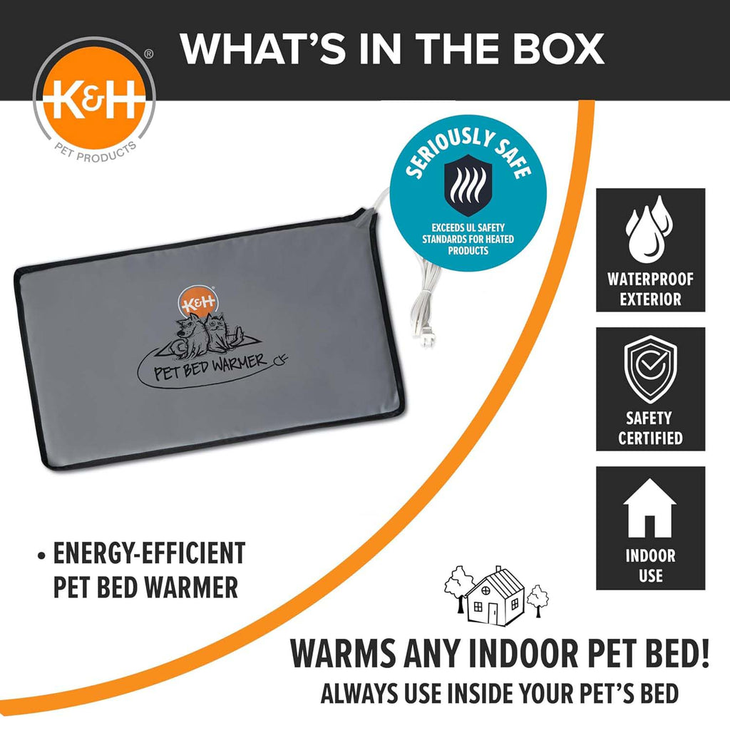 K&H Pet Bed Warmer – Indoor Heated Pad for Cats & Dogs, Thermostatically Controlled, Energy-Efficient, Safe for Arthritis & Comfort