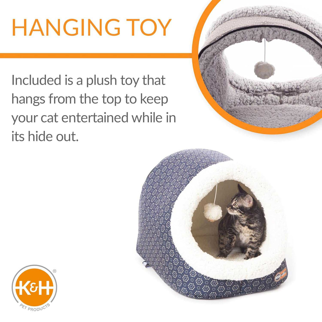 K&H Pet Products Thermo-Pet Cave Heated Cat Bed – Plush Cat Cave & Tunnel for Cats and Small Dogs