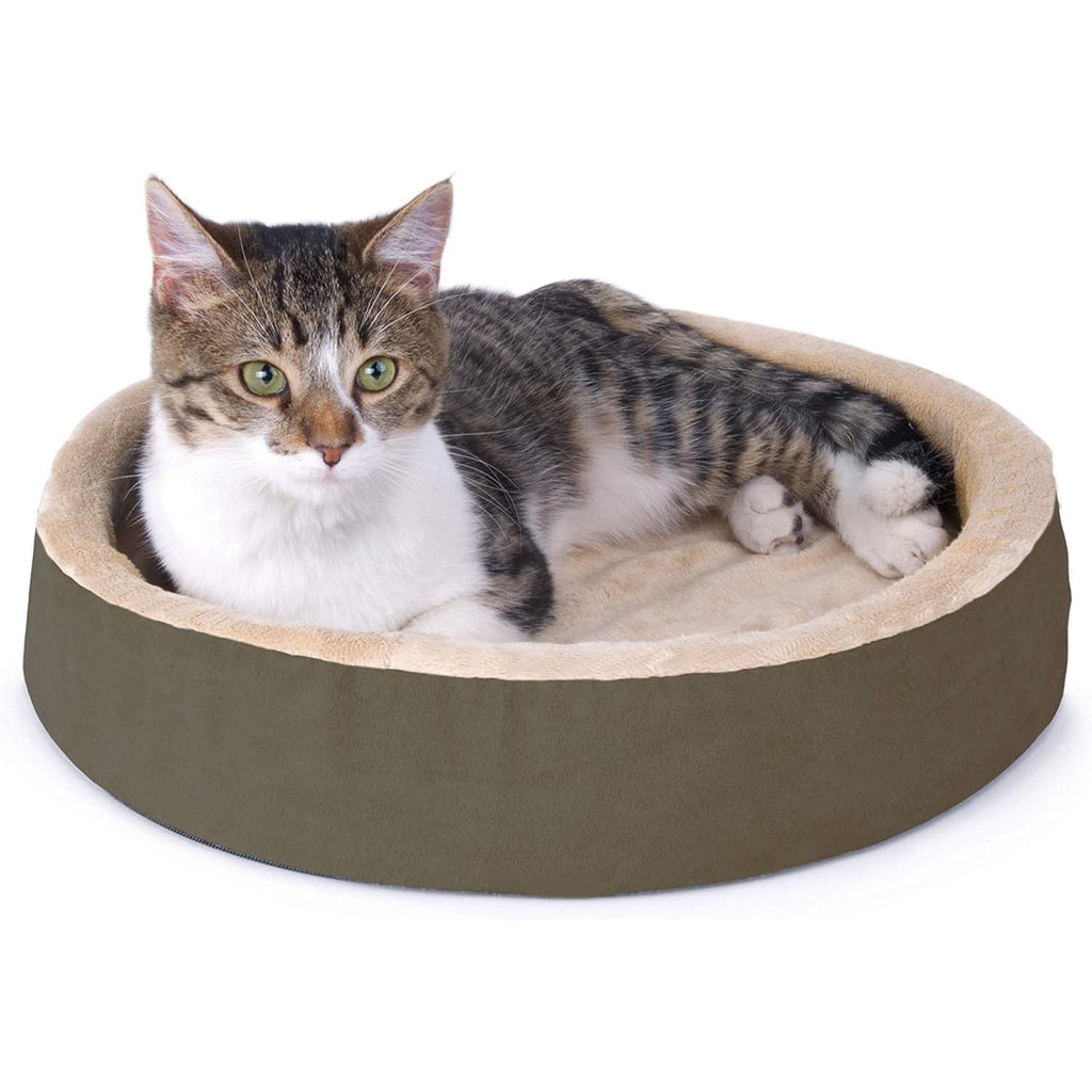 K&H Thermo-Kitty Cuddle Up Cat Bed – Indoor Heated Cat Bed with Low-Wall Design, Soft Foam Base & Removable Washable Cover