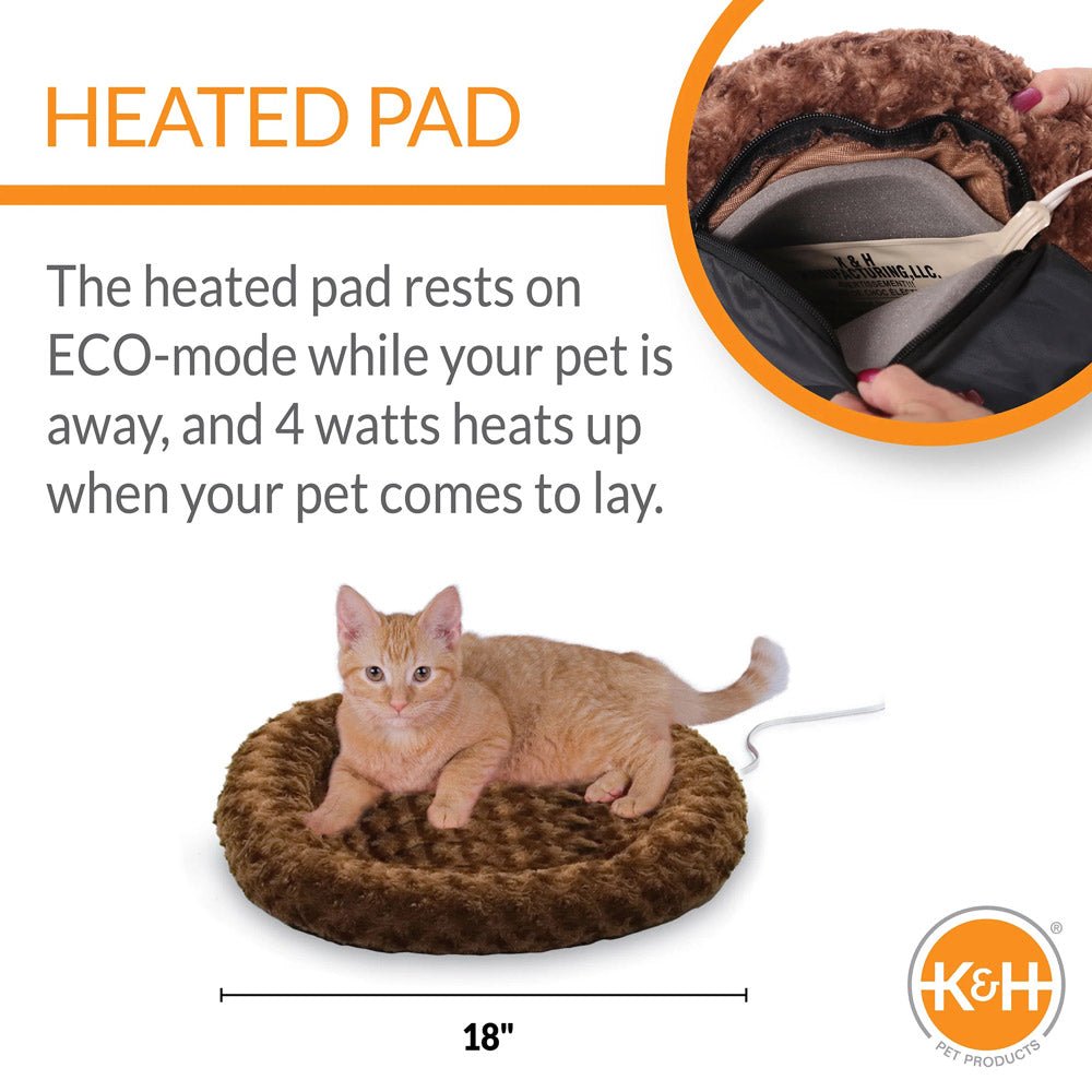 K&H Thermo-Kitty Fashion Splash Heated Cat Bed – Orthopedic, Energy-Efficient, Plush Indoor Cat Bed, Machine Washable
