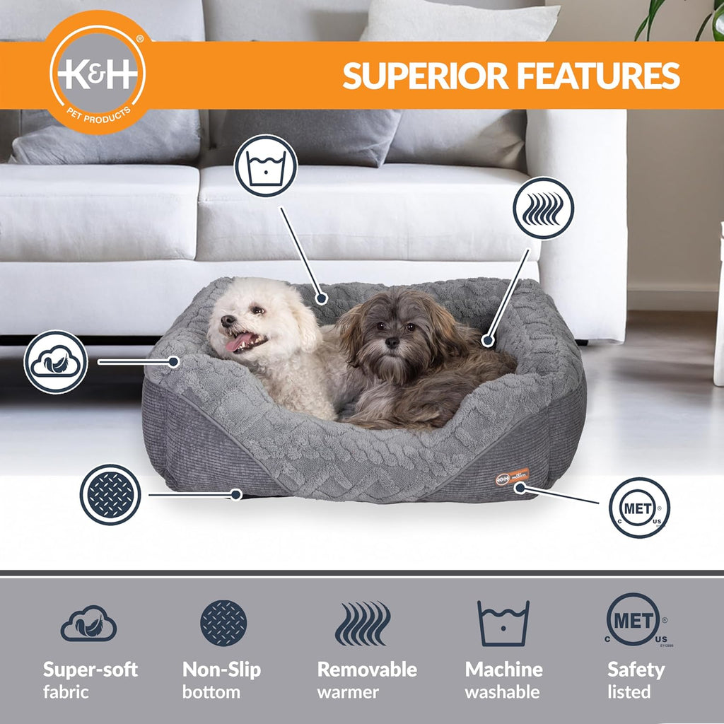 K&H Thermo-Pet Lounge Sleeper Heated Cat & Small Dog Bed – Plush, Non-Slip, Machine Washable Indoor Pet Bed